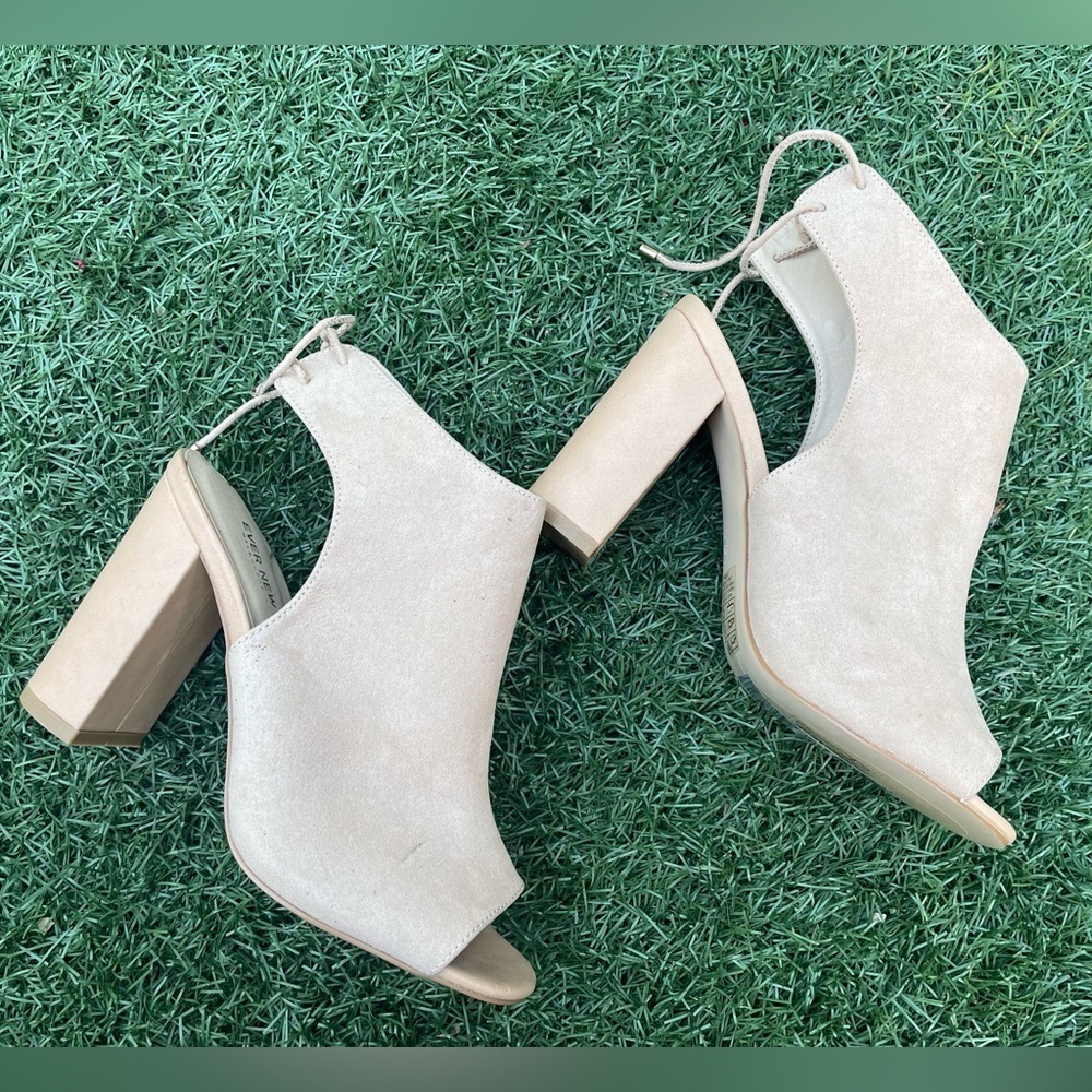 NWT - Ever New Camel Lacey Peep Toe Booties - Size 8 (EU 39) - Picture 1 of 4
